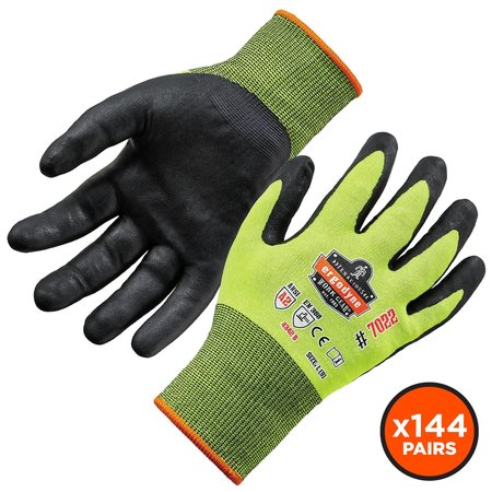PROFLEX BY ERGODYNE Coated CR Gloves 7022, A2, ANSI, 144 Pairs, Lime, Size, XL, 144PK 17875